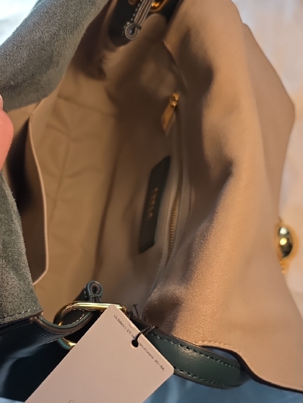 Furla Dark Green Leather Shoulder Bag with Gold Closure - Picture 6 of 9